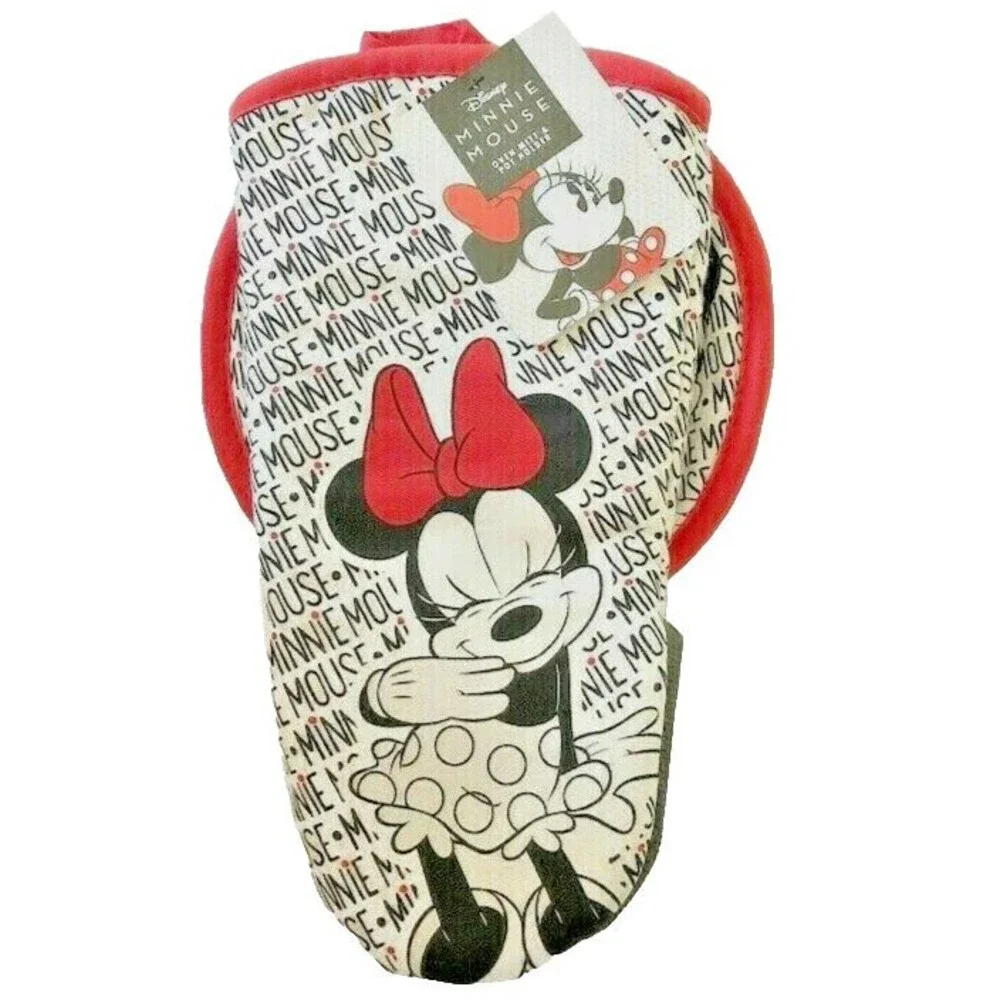 Disney Minnie Mouse Oven Mitt Potholder Set of 2 Neoprene 100% Cotton